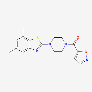 molecular formula C17H18N4O2S B2507612 (4-(5,7-二甲基苯并[d]噻唑-2-基)哌嗪-1-基)(异恶唑-5-基)甲酮 CAS No. 941957-82-0