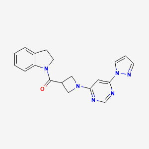 (1-(6-(1H-pyrazol-1-yl)pyrimidin-4-yl)azetidin-3-yl)(indolin-1-yl)methanone