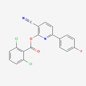 molecular formula C19H9Cl2FN2O2 B2507623 3-Cyano-6-(4-fluorophenyl)-2-pyridinyl 2,6-dichlorobenzenecarboxylate CAS No. 251307-45-6