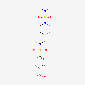 molecular formula C16H25N3O5S2 B2507628 4-((4-acetylphenylsulfonamido)methyl)-N,N-dimethylpiperidine-1-sulfonamide CAS No. 2034601-56-2