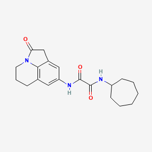 molecular formula C20H25N3O3 B2507634 N1-环庚基-N2-(2-氧代-2,4,5,6-四氢-1H-吡咯并[3,2,1-ij]喹啉-8-基)草酰胺 CAS No. 898411-30-8