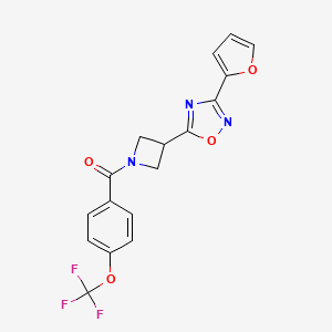 molecular formula C17H12F3N3O4 B2507640 (3-(3-(呋喃-2-基)-1,2,4-恶二唑-5-基)氮杂环丁-1-基)(4-(三氟甲氧基)苯基)甲苯酮 CAS No. 1428371-96-3