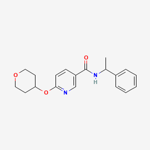 molecular formula C19H22N2O3 B2507644 N-(1-苯乙基)-6-((四氢-2H-吡喃-4-基)氧基)烟酰胺 CAS No. 2034390-84-4