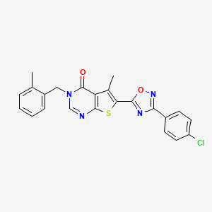 molecular formula C23H17ClN4O2S B2507653 6-(3-(4-chlorophenyl)-1,2,4-oxadiazol-5-yl)-5-methyl-3-(2-methylbenzyl)thieno[2,3-d]pyrimidin-4(3H)-one CAS No. 1326915-77-8