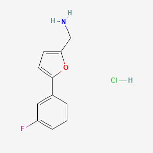 molecular formula C11H11ClFNO B2507654 [5-(3-氟苯基)呋喃-2-基]甲胺；盐酸盐 CAS No. 2580242-07-3