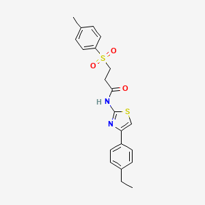 molecular formula C21H22N2O3S2 B2507658 N-(4-(4-乙基苯基)噻唑-2-基)-3-对甲苯磺酰丙酰胺 CAS No. 895474-03-0