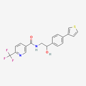 molecular formula C19H15F3N2O2S B2507659 N-(2-hydroxy-2-(4-(thiophen-3-yl)phenyl)ethyl)-6-(trifluoromethyl)nicotinamide CAS No. 2034346-43-3