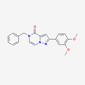 molecular formula C21H19N3O3 B2507666 5-benzyl-2-(3,4-dimethoxyphenyl)pyrazolo[1,5-a]pyrazin-4(5H)-one CAS No. 1326943-56-9