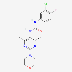 molecular formula C17H19ClFN5O2 B2507674 1-(3-Chloro-4-fluorophenyl)-3-(4,6-dimethyl-2-morpholinopyrimidin-5-yl)urea CAS No. 1448076-86-5
