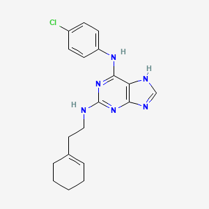 molecular formula C19H21ClN6 B2507675 N6-(4-chlorophenyl)-N2-(2-(cyclohex-1-en-1-yl)ethyl)-9H-purine-2,6-diamine CAS No. 1251687-13-4