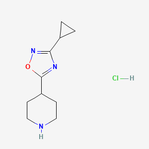 molecular formula C10H16ClN3O B2507676 4-(3-Cyclopropyl-1,2,4-oxadiazol-5-yl)piperidine hydrochloride CAS No. 1351499-16-5