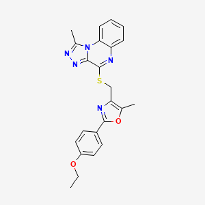 molecular formula C23H21N5O2S B2507678 2-(4-乙氧基苯基)-5-甲基-4-(((1-甲基-[1,2,4]三唑并[4,3-a]喹喔啉-4-基)硫基)甲基)噁唑 CAS No. 1031969-24-0