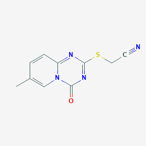 molecular formula C10H8N4OS B2507680 2-(7-Methyl-4-oxopyrido[1,2-a][1,3,5]triazin-2-yl)sulfanylacetonitrile CAS No. 896324-45-1