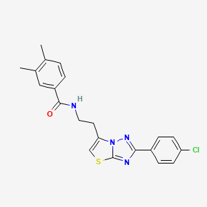 molecular formula C21H19ClN4OS B2507683 N-(2-(2-(4-chlorophenyl)thiazolo[3,2-b][1,2,4]triazol-6-yl)ethyl)-3,4-dimethylbenzamide CAS No. 894048-52-3