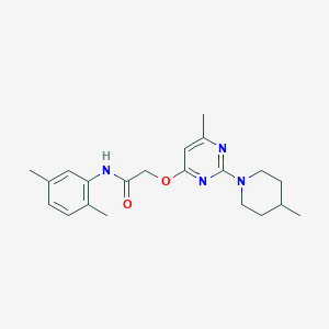 molecular formula C21H28N4O2 B2507691 N-(2,5-二甲基苯基)-2-{[6-甲基-2-(4-甲基哌啶-1-基)嘧啶-4-基]氧基}乙酰胺 CAS No. 1226430-78-9