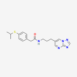 molecular formula C19H23N5OS B2507699 N-(3-([1,2,4]triazolo[1,5-a]pyrimidin-6-yl)propyl)-2-(4-(isopropylthio)phenyl)acetamide CAS No. 2034524-23-5