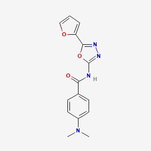 molecular formula C15H14N4O3 B2507702 4-(二甲氨基)-N-(5-(呋喃-2-基)-1,3,4-恶二唑-2-基)苯甲酰胺 CAS No. 862809-11-8