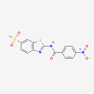 molecular formula C15H11N3O5S2 B2507717 N-(6-methanesulfonyl-1,3-benzothiazol-2-yl)-4-nitrobenzamide CAS No. 349613-89-4