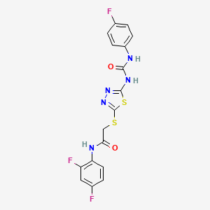 molecular formula C17H12F3N5O2S2 B2507718 N-(2,4-二氟苯基)-2-((5-(3-(4-氟苯基)脲基)-1,3,4-噻二唑-2-基)硫代)乙酰胺 CAS No. 886938-27-8