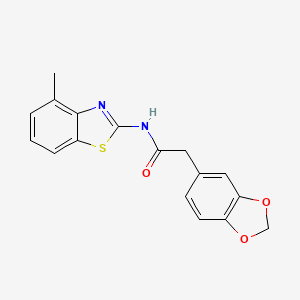 molecular formula C17H14N2O3S B2507726 2-(benzo[d][1,3]dioxol-5-yl)-N-(4-methylbenzo[d]thiazol-2-yl)acetamide CAS No. 922065-40-5