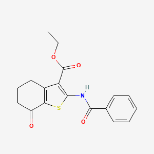 molecular formula C18H17NO4S B2507733 Ethyl 2-(benzoylamino)-7-oxo-4,5,6,7-tetrahydro-1-benzothiophene-3-carboxylate CAS No. 96334-43-9