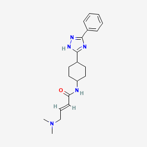 (E)-4-(Dimethylamino)-N-[4-(3-phenyl-1H-1,2,4-triazol-5-yl)cyclohexyl]but-2-enamide