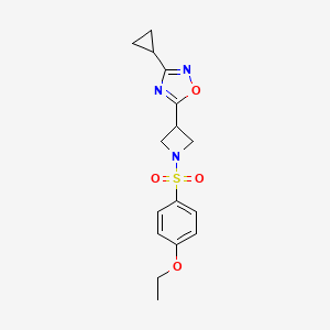 molecular formula C16H19N3O4S B2507750 3-环丙基-5-(1-((4-乙氧苯基)磺酰)氮杂环丁-3-基)-1,2,4-恶二唑 CAS No. 1351596-19-4