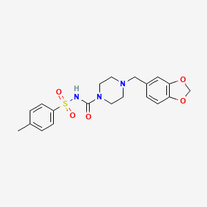 molecular formula C20H23N3O5S B2507751 4-(1,3-benzodioxol-5-ylmethyl)-N-(4-methylphenyl)sulfonylpiperazine-1-carboxamide CAS No. 305859-38-5