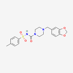 molecular formula C20H23N3O5S B2507751 4-(1,3-苯并二氧杂环-5-基甲基)-N-(4-甲苯基)磺酰基哌嗪-1-甲酰胺 CAS No. 305859-38-5