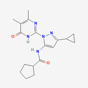 N-(3-cyclopropyl-1-(4,5-dimethyl-6-oxo-1,6-dihydropyrimidin-2-yl)-1H-pyrazol-5-yl)cyclopentanecarboxamide