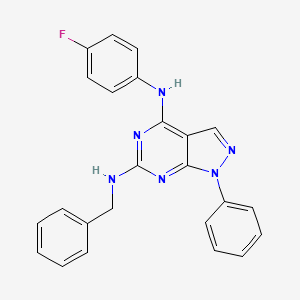 molecular formula C24H19FN6 B2507765 N6-benzyl-N4-(4-fluorophenyl)-1-phenyl-1H-pyrazolo[3,4-d]pyrimidine-4,6-diamine CAS No. 946347-82-6