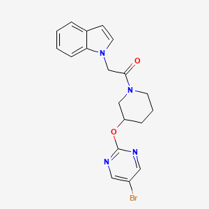 molecular formula C19H19BrN4O2 B2507767 1-(3-((5-bromopyrimidin-2-yl)oxy)piperidin-1-yl)-2-(1H-indol-1-yl)ethanone CAS No. 2034326-91-3