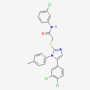 molecular formula C24H18Cl3N3OS B2507773 N-(3-chlorophenyl)-2-((5-(3,4-dichlorophenyl)-1-(p-tolyl)-1H-imidazol-2-yl)thio)acetamide CAS No. 1206998-20-0