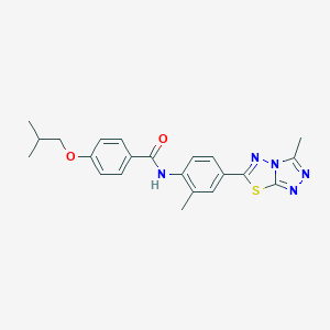 molecular formula C22H23N5O2S B250778 4-isobutoxy-N-[2-methyl-4-(3-methyl[1,2,4]triazolo[3,4-b][1,3,4]thiadiazol-6-yl)phenyl]benzamide 