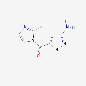 molecular formula C9H11N5O B2507781 1-methyl-5-[(2-methyl-1H-imidazol-1-yl)carbonyl]-1H-pyrazol-3-amine CAS No. 1856046-43-9