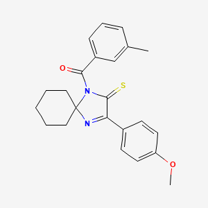 molecular formula C23H24N2O2S B2507789 3-(4-Methoxyphenyl)-1-(3-methylbenzoyl)-1,4-diazaspiro[4.5]dec-3-ene-2-thione CAS No. 1223792-43-5