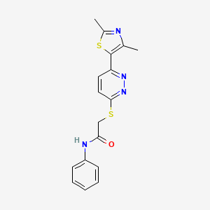 molecular formula C17H16N4OS2 B2507790 2-((6-(2,4-dimethylthiazol-5-yl)pyridazin-3-yl)thio)-N-phenylacetamide CAS No. 894006-71-4