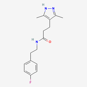 molecular formula C16H20FN3O B2507791 3-(3,5-dimethyl-1H-pyrazol-4-yl)-N-(4-fluorophenethyl)propanamide CAS No. 1286695-46-2