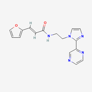 molecular formula C16H15N5O2 B2507794 (E)-3-(furan-2-yl)-N-(2-(2-(pyrazin-2-yl)-1H-imidazol-1-yl)ethyl)acrylamide CAS No. 2035004-30-7