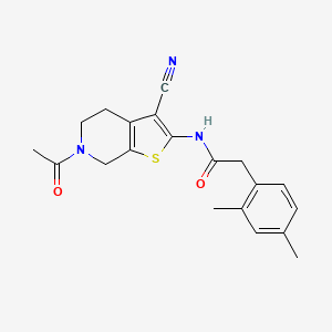 molecular formula C20H21N3O2S B2507802 N-(6-acetyl-3-cyano-4,5,6,7-tetrahydrothieno[2,3-c]pyridin-2-yl)-2-(2,4-dimethylphenyl)acetamide CAS No. 900000-50-2