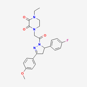1-ethyl-4-(2-(5-(4-fluorophenyl)-3-(4-methoxyphenyl)-4,5-dihydro-1H-pyrazol-1-yl)-2-oxoethyl)piperazine-2,3-dione