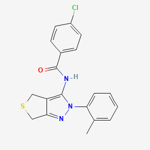 molecular formula C19H16ClN3OS B2507811 4-chloro-N-[2-(2-methylphenyl)-4,6-dihydrothieno[3,4-c]pyrazol-3-yl]benzamide CAS No. 396719-92-9