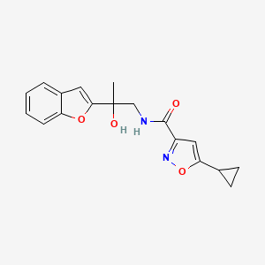 molecular formula C18H18N2O4 B2507844 N-(2-(benzofuran-2-yl)-2-hydroxypropyl)-5-cyclopropylisoxazole-3-carboxamide CAS No. 2034441-41-1