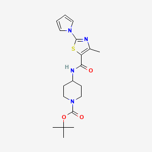molecular formula C19H26N4O3S B2507849 tert-butyl 4-(4-methyl-2-(1H-pyrrol-1-yl)thiazole-5-carboxamido)piperidine-1-carboxylate CAS No. 1251581-70-0