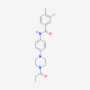 molecular formula C22H27N3O2 B250785 3,4-dimethyl-N-[4-(4-propanoylpiperazin-1-yl)phenyl]benzamide 