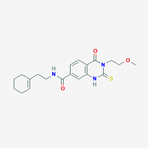 molecular formula C20H25N3O3S B2507858 N-[2-(环己烯-1-基)乙基]-3-(2-甲氧基乙基)-4-氧代-2-硫代亚甲基-1H-喹唑啉-7-甲酰胺 CAS No. 422273-58-3