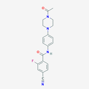 molecular formula C20H19FN4O2 B250786 N-[4-(4-acetylpiperazin-1-yl)phenyl]-4-cyano-2-fluorobenzamide 