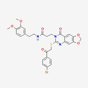 3-(6-((2-(4-bromophenyl)-2-oxoethyl)thio)-8-oxo-[1,3]dioxolo[4,5-g]quinazolin-7(8H)-yl)-N-(3,4-dimethoxyphenethyl)propanamide