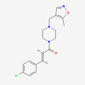 molecular formula C18H20ClN3O2 B2507875 (E)-3-(4-氯苯基)-1-(4-((5-甲基异恶唑-4-基)甲基)哌嗪-1-基)丙-2-烯-1-酮 CAS No. 2035000-62-3