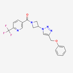 molecular formula C19H16F3N5O2 B2507901 (3-(4-(苯氧甲基)-1H-1,2,3-三唑-1-基)氮杂环丁-1-基)(6-(三氟甲基)吡啶-3-基)甲酮 CAS No. 2034592-39-5